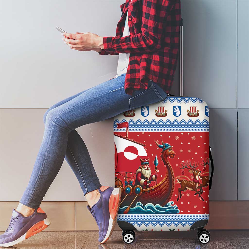 Greenland Viking Santa Christmas Luggage Cover Funny Reindeer Norse Xmas - Wonder Print Shop