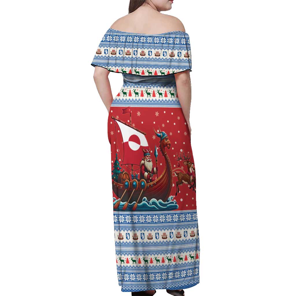 Greenland Viking Santa Christmas Off Shoulder Maxi Dress Funny Reindeer Norse Xmas - Wonder Print Shop