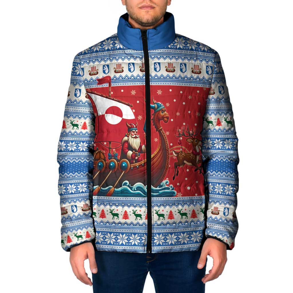 Greenland Viking Santa Christmas Padded Jacket Funny Reindeer Norse Xmas - Wonder Print Shop