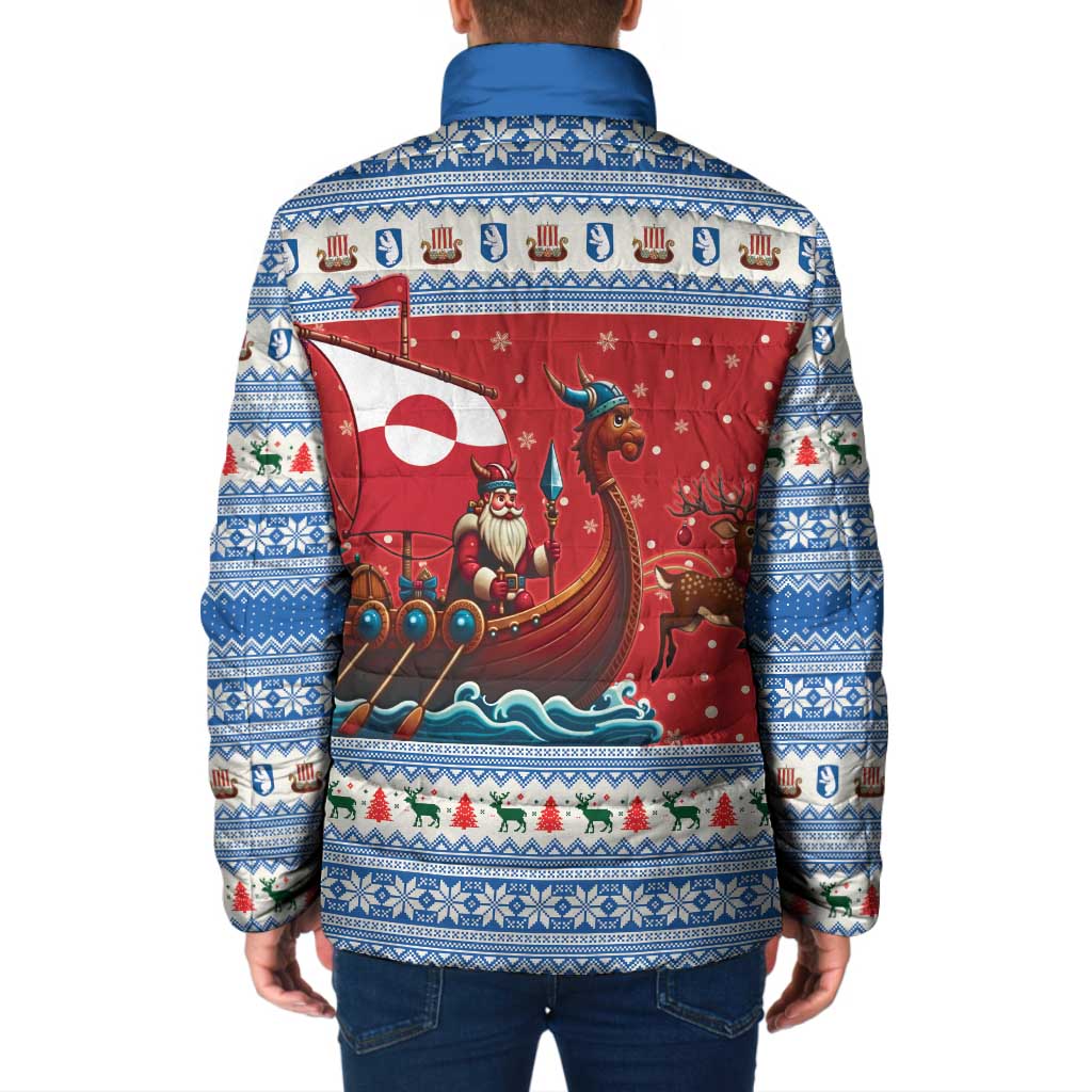 Greenland Viking Santa Christmas Padded Jacket Funny Reindeer Norse Xmas - Wonder Print Shop