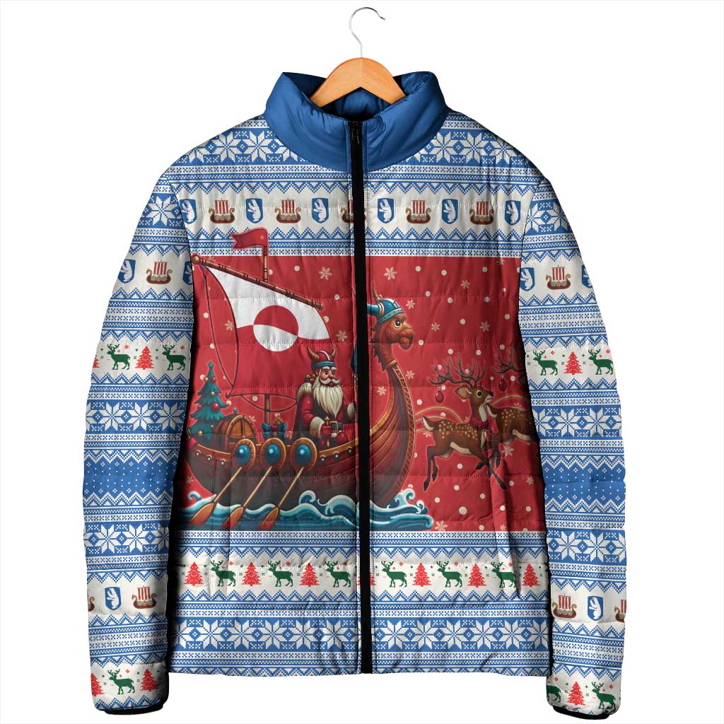 Greenland Viking Santa Christmas Padded Jacket Funny Reindeer Norse Xmas - Wonder Print Shop