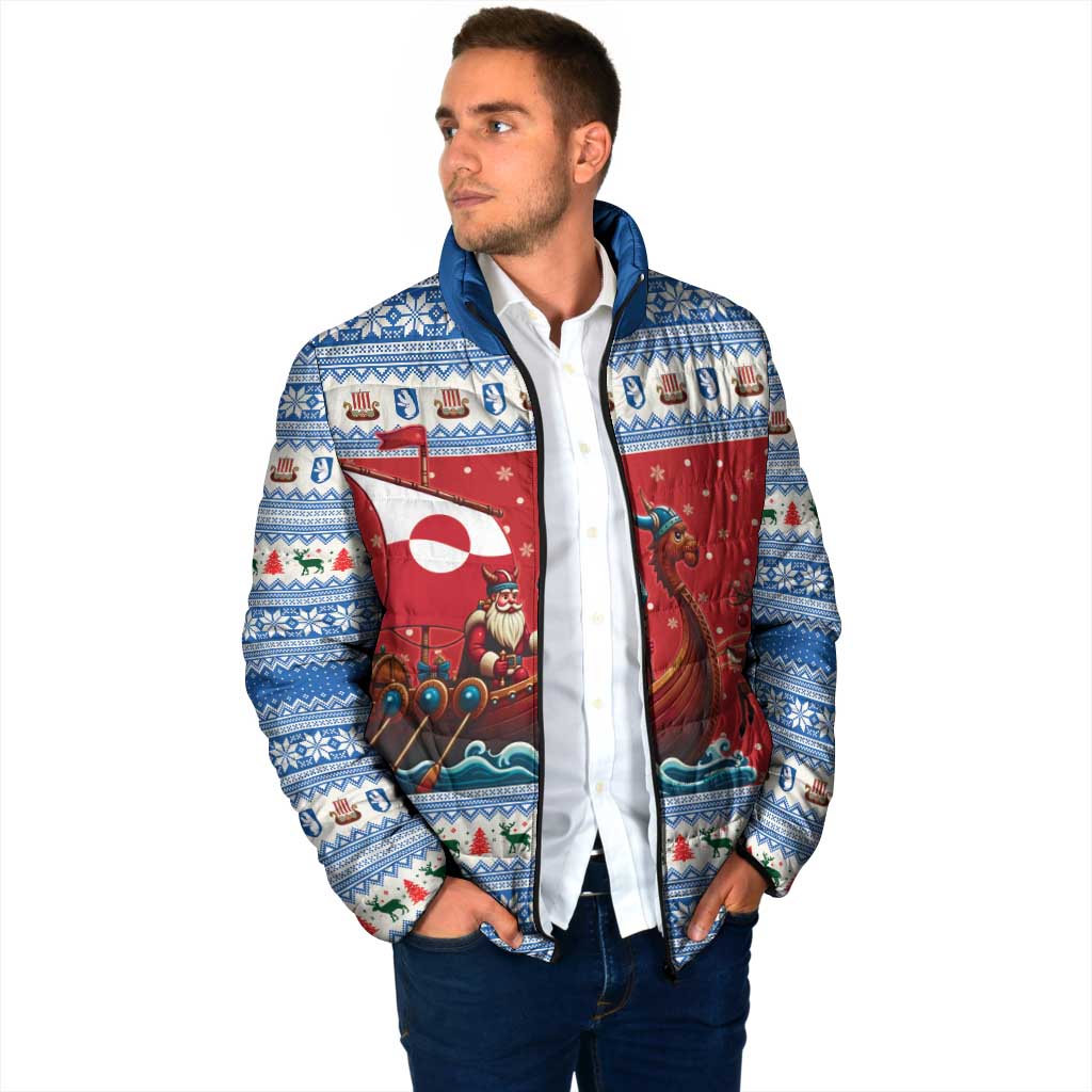 Greenland Viking Santa Christmas Padded Jacket Funny Reindeer Norse Xmas - Wonder Print Shop