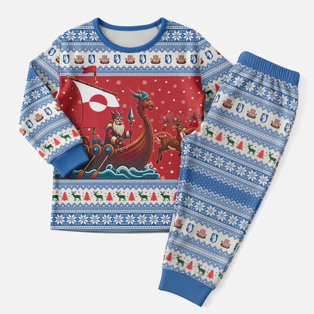 Greenland Viking Santa Christmas Pajama Set Funny Reindeer Norse Xmas - Wonder Print Shop