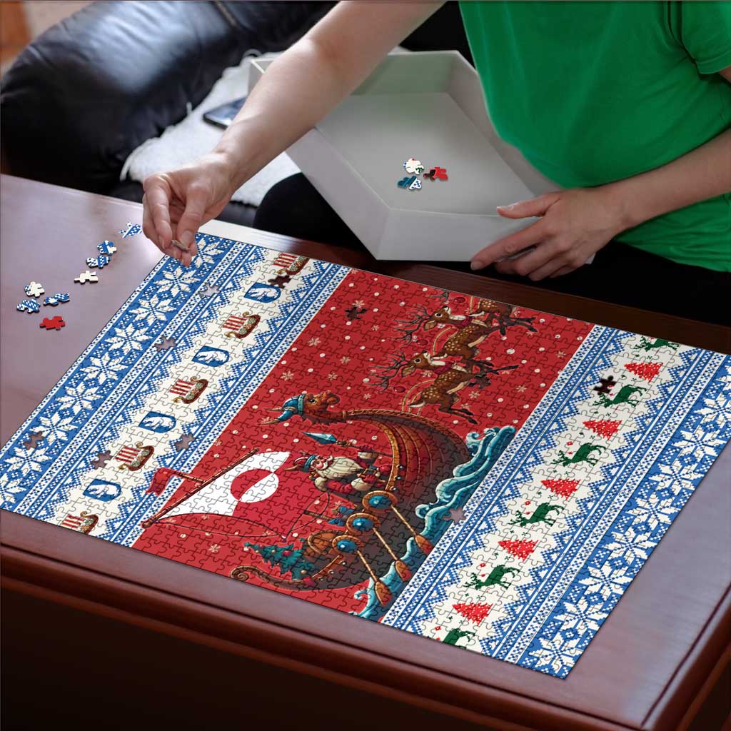 Greenland Viking Santa Christmas Puzzle Funny Reindeer Norse Xmas - Wonder Print Shop