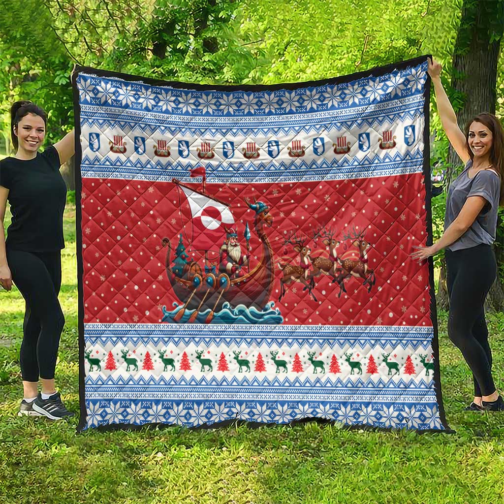 Greenland Viking Santa Christmas Quilt Funny Reindeer Norse Xmas - Wonder Print Shop