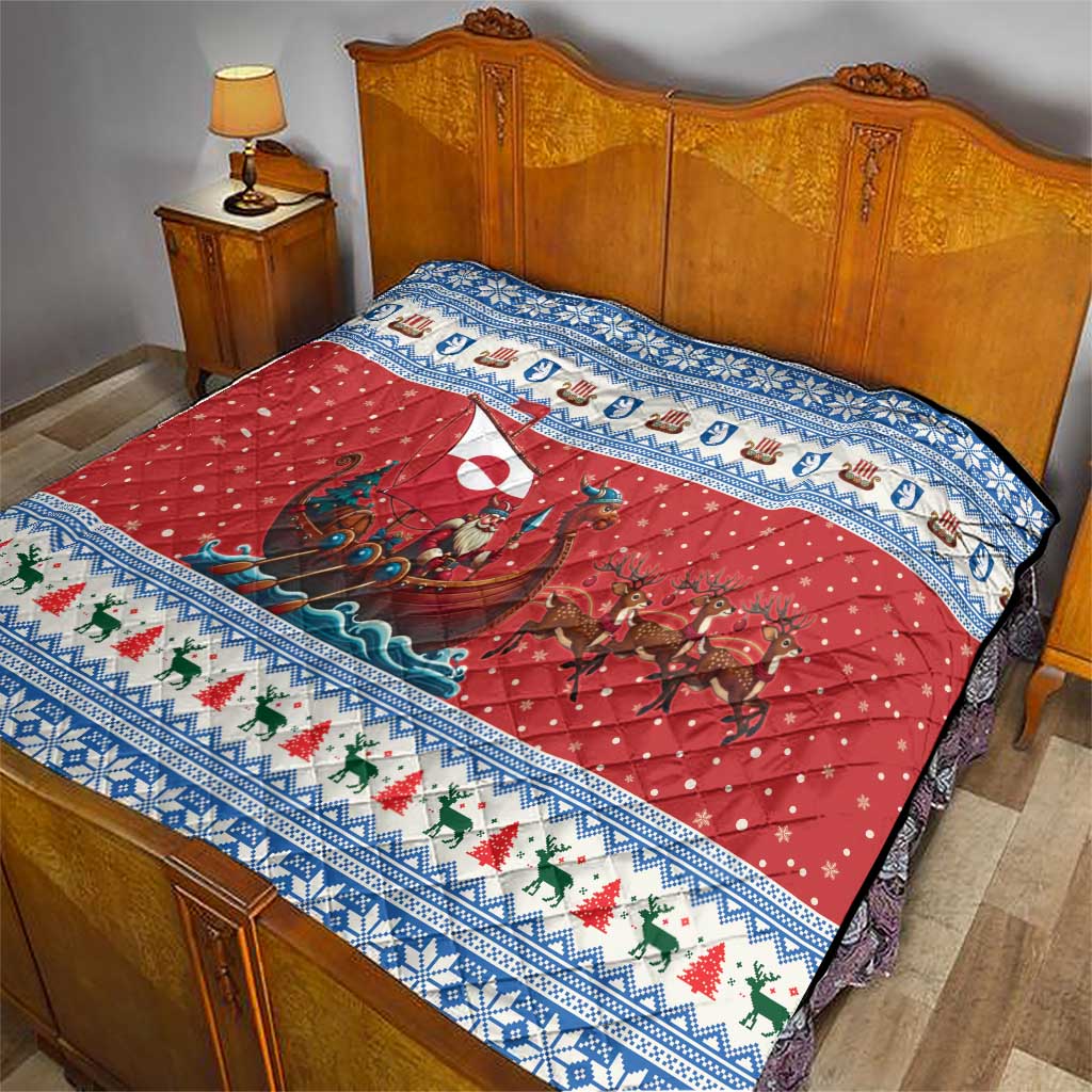 Greenland Viking Santa Christmas Quilt Funny Reindeer Norse Xmas - Wonder Print Shop