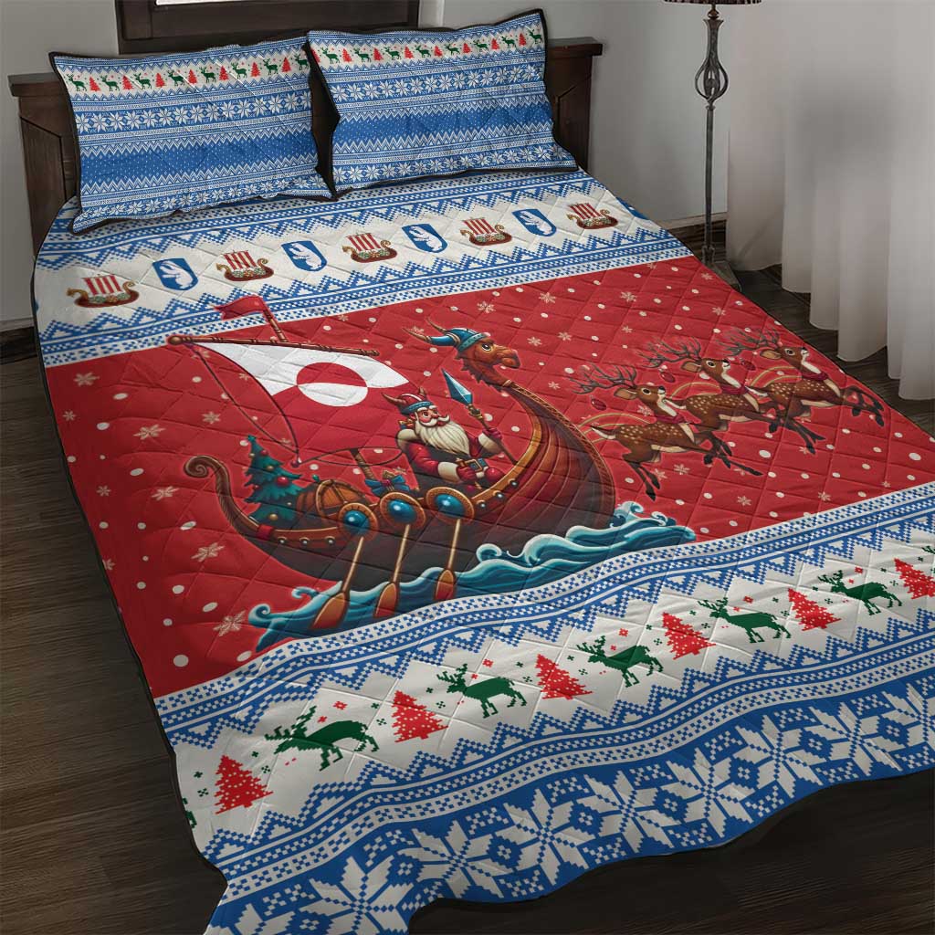 Greenland Viking Santa Christmas Quilt Bed Set Funny Reindeer Norse Xmas - Wonder Print Shop