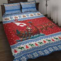 Greenland Viking Santa Christmas Quilt Bed Set Funny Reindeer Norse Xmas - Wonder Print Shop