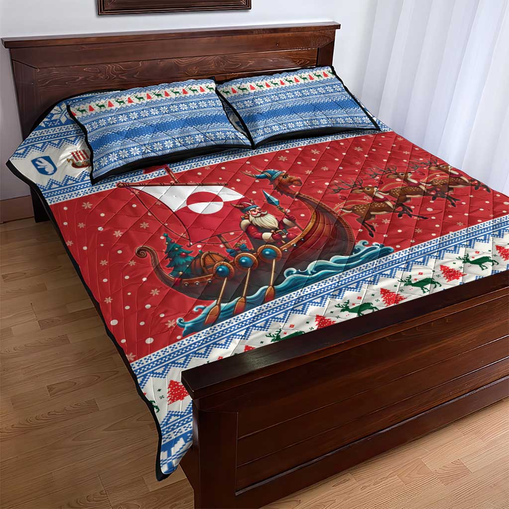 Greenland Viking Santa Christmas Quilt Bed Set Funny Reindeer Norse Xmas - Wonder Print Shop