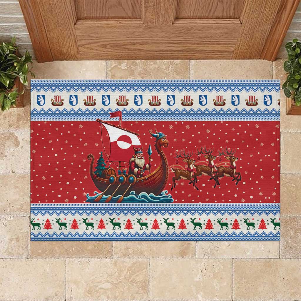 Greenland Viking Santa Christmas Rubber Doormat Funny Reindeer Norse Xmas - Wonder Print Shop
