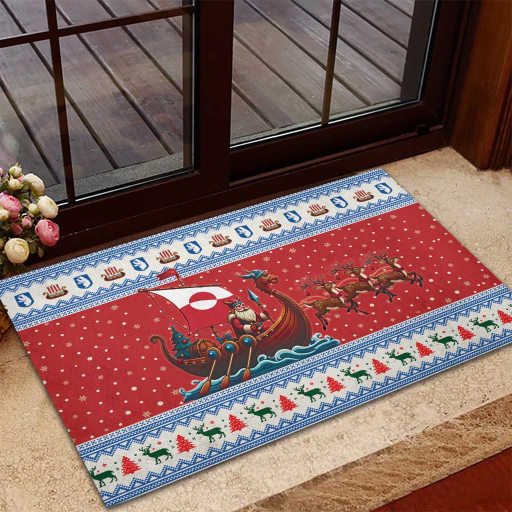 Greenland Viking Santa Christmas Rubber Doormat Funny Reindeer Norse Xmas - Wonder Print Shop