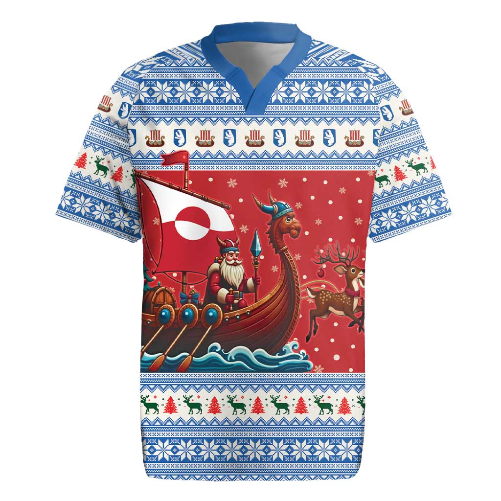 Greenland Viking Santa Christmas Rugby Jersey Funny Reindeer Norse Xmas - Wonder Print Shop