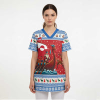 Greenland Viking Santa Christmas Scrub Top Funny Reindeer Norse Xmas - Wonder Print Shop