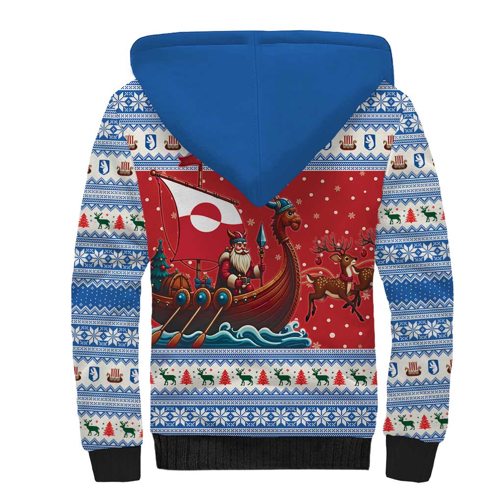 Greenland Viking Santa Christmas Sherpa Hoodie Funny Reindeer Norse Xmas - Wonder Print Shop