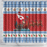 Greenland Viking Santa Christmas Shower Curtain Funny Reindeer Norse Xmas - Wonder Print Shop