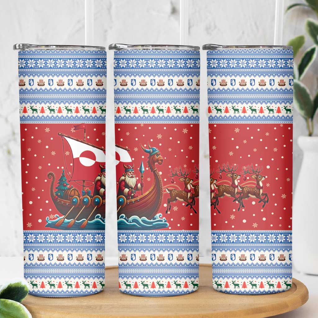 Greenland Viking Santa Christmas Skinny Tumbler Funny Reindeer Norse Xmas - Wonder Print Shop