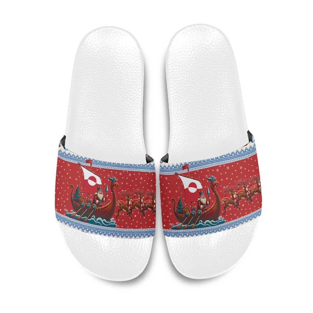 Greenland Viking Santa Christmas Slide Sandals Funny Reindeer Norse Xmas - Wonder Print Shop