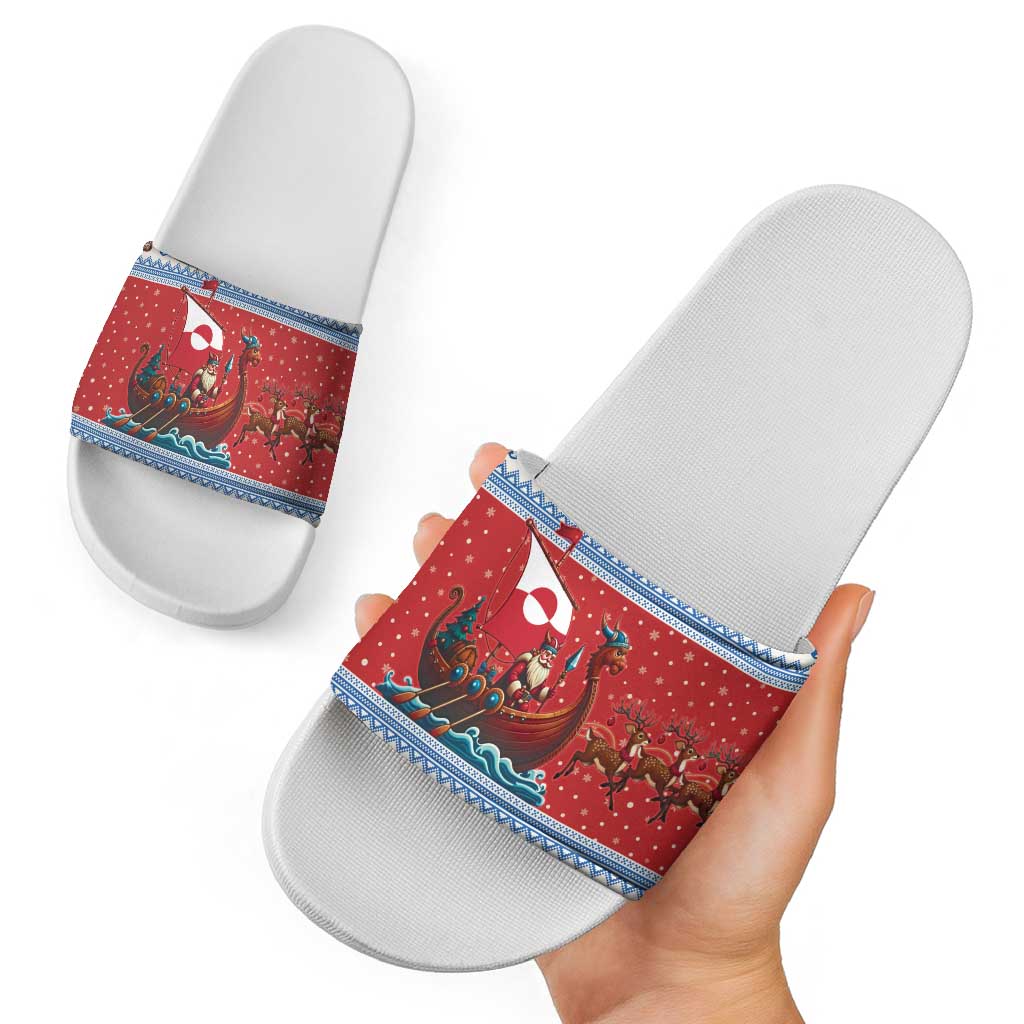 Greenland Viking Santa Christmas Slide Sandals Funny Reindeer Norse Xmas - Wonder Print Shop