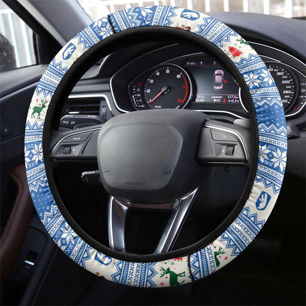 Greenland Viking Santa Christmas Steering Wheel Cover Funny Reindeer Norse Xmas - Wonder Print Shop