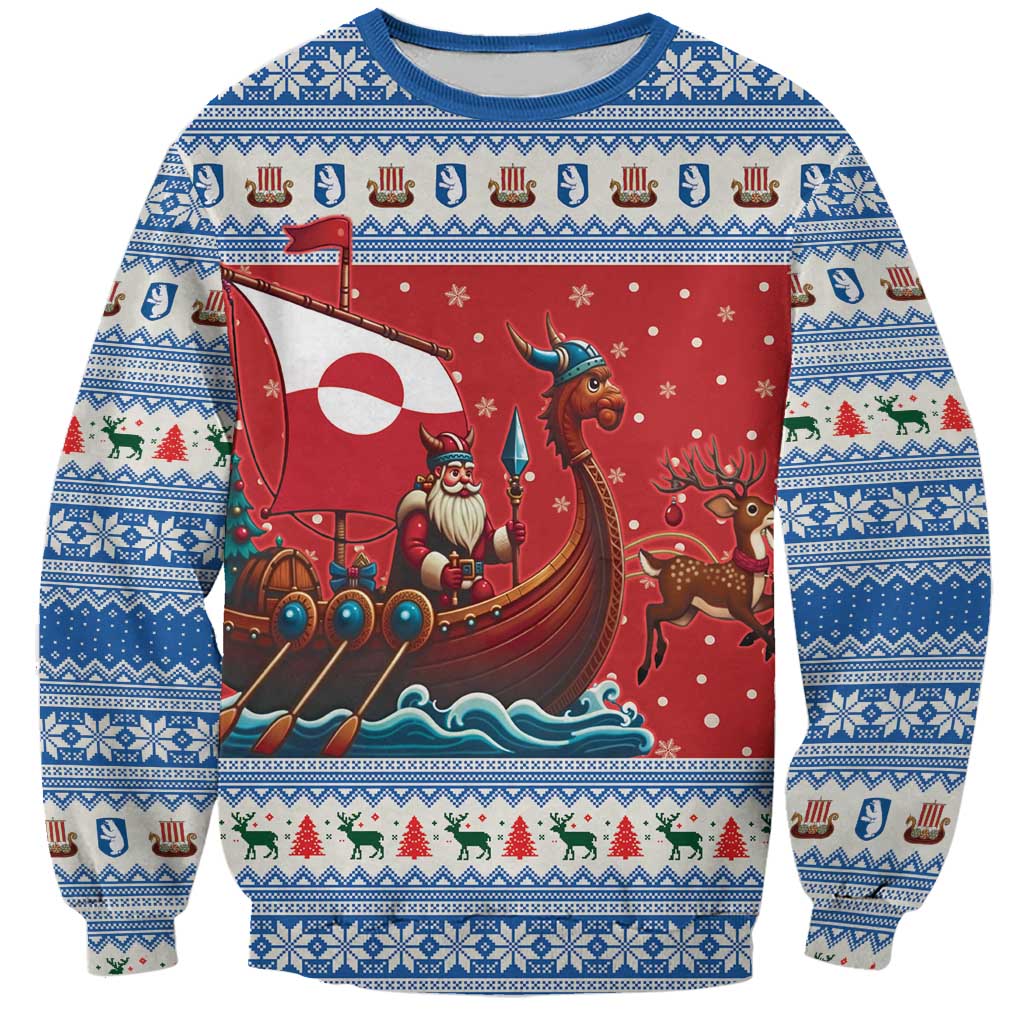 Greenland Viking Santa Christmas Sweatshirt Funny Reindeer Norse Xmas - Wonder Print Shop