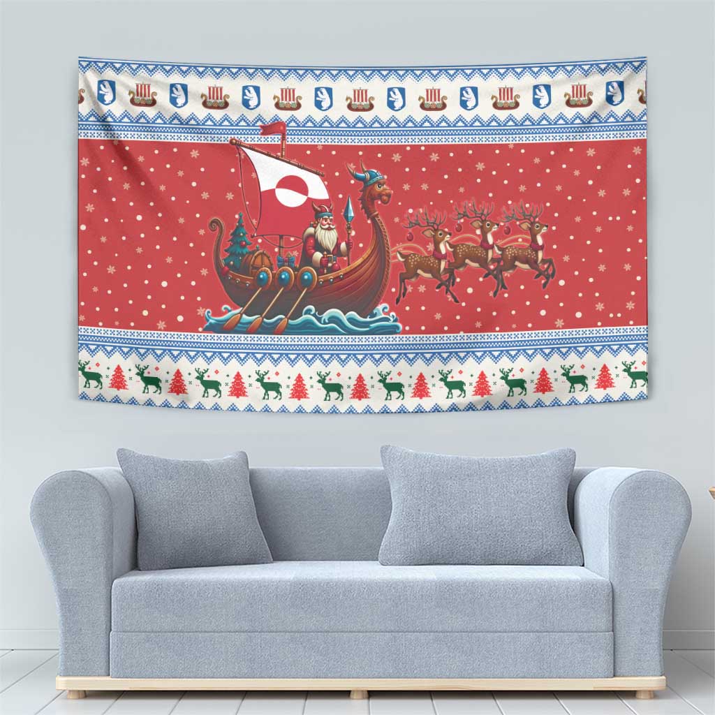 Greenland Viking Santa Christmas Tapestry Funny Reindeer Norse Xmas - Wonder Print Shop