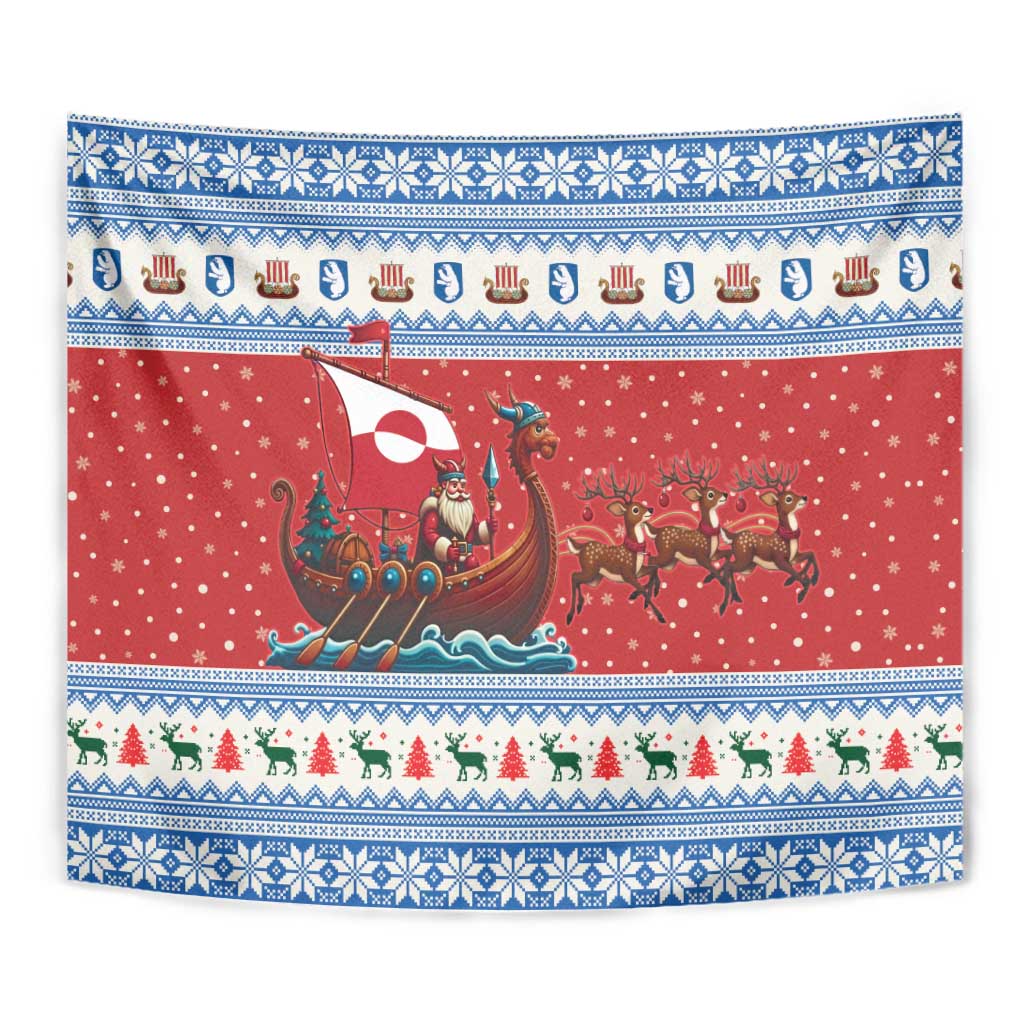 Greenland Viking Santa Christmas Tapestry Funny Reindeer Norse Xmas - Wonder Print Shop