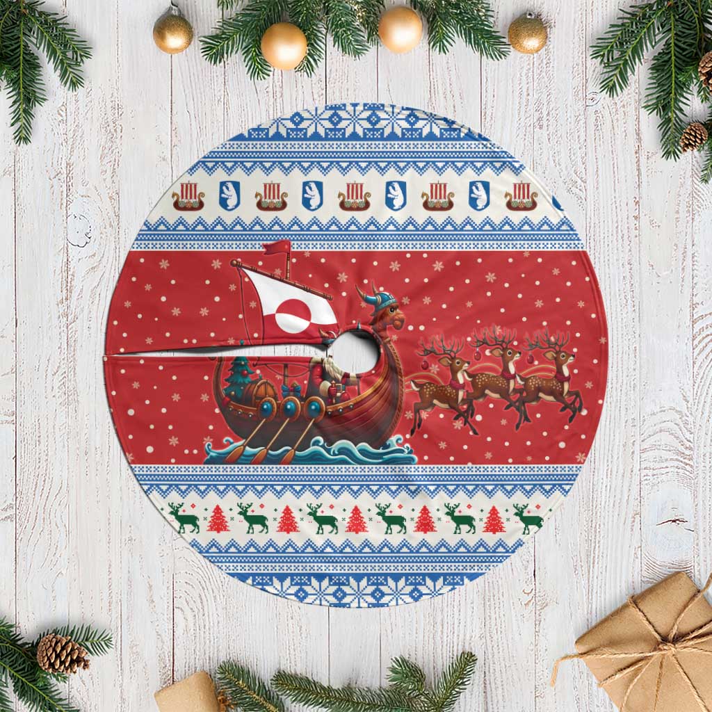 Greenland Viking Santa Christmas Tree Skirt Funny Reindeer Norse Xmas - Wonder Print Shop
