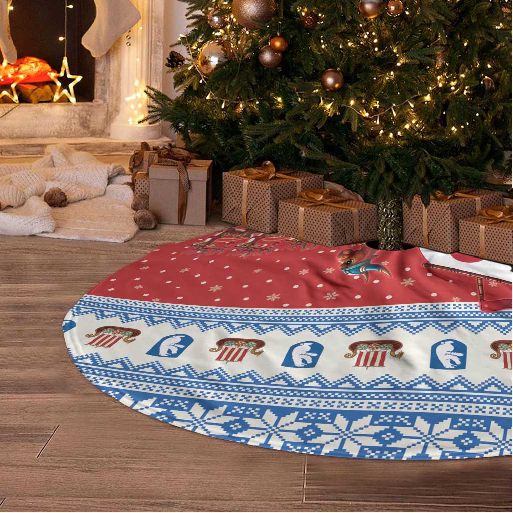 Greenland Viking Santa Christmas Tree Skirt Funny Reindeer Norse Xmas - Wonder Print Shop