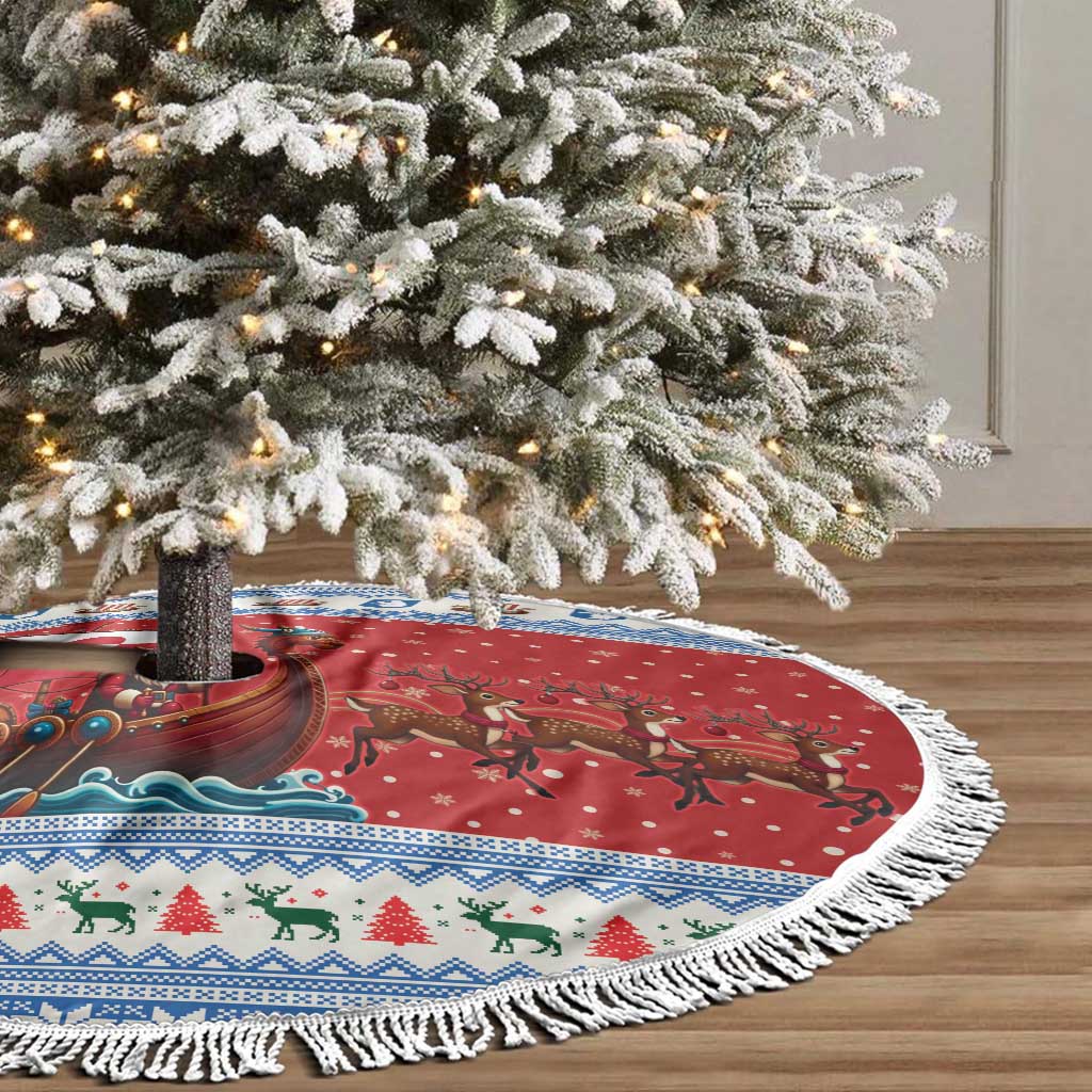 Greenland Viking Santa Christmas Tree Skirt Funny Reindeer Norse Xmas - Wonder Print Shop