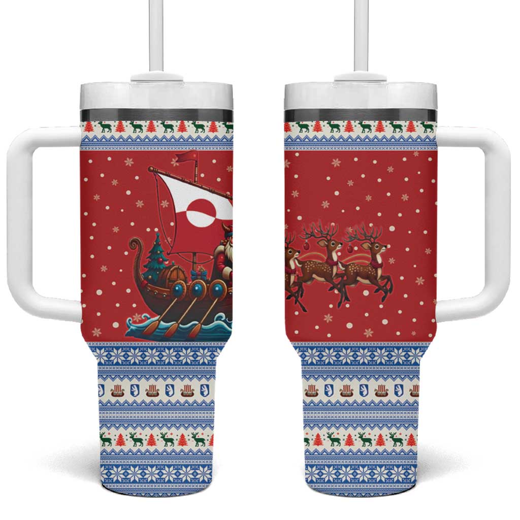 Greenland Viking Santa Christmas Tumbler With Handle Funny Reindeer Norse Xmas - Wonder Print Shop