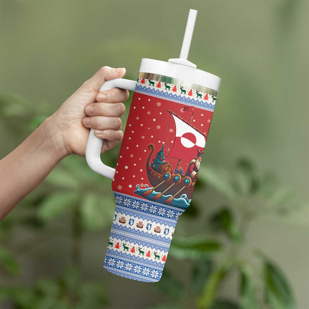 Greenland Viking Santa Christmas Tumbler With Handle Funny Reindeer Norse Xmas - Wonder Print Shop