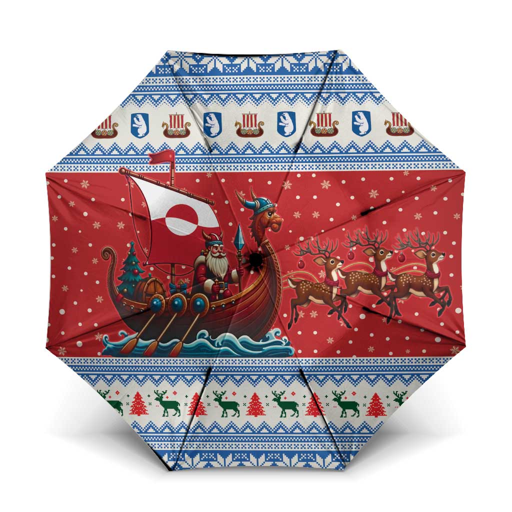 Greenland Viking Santa Christmas Umbrella Funny Reindeer Norse Xmas - Wonder Print Shop