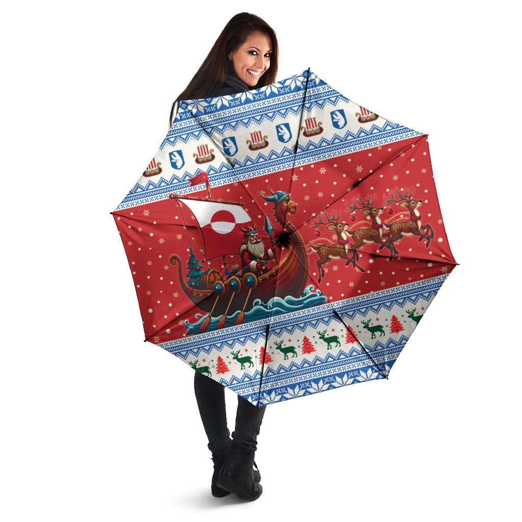 Greenland Viking Santa Christmas Umbrella Funny Reindeer Norse Xmas - Wonder Print Shop