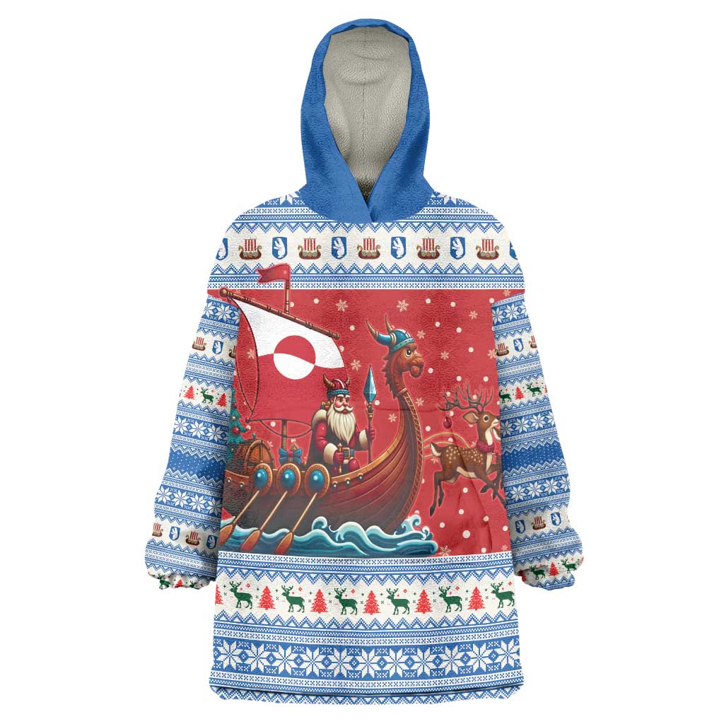 Greenland Viking Santa Christmas Wearable Blanket Hoodie Funny Reindeer Norse Xmas - Wonder Print Shop