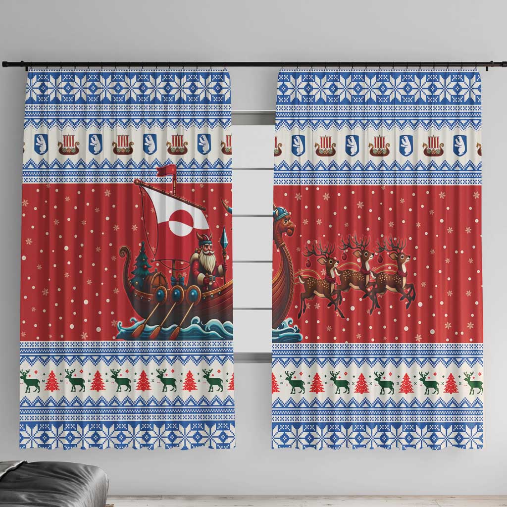 Greenland Viking Santa Christmas Window Curtain Funny Reindeer Norse Xmas - Wonder Print Shop