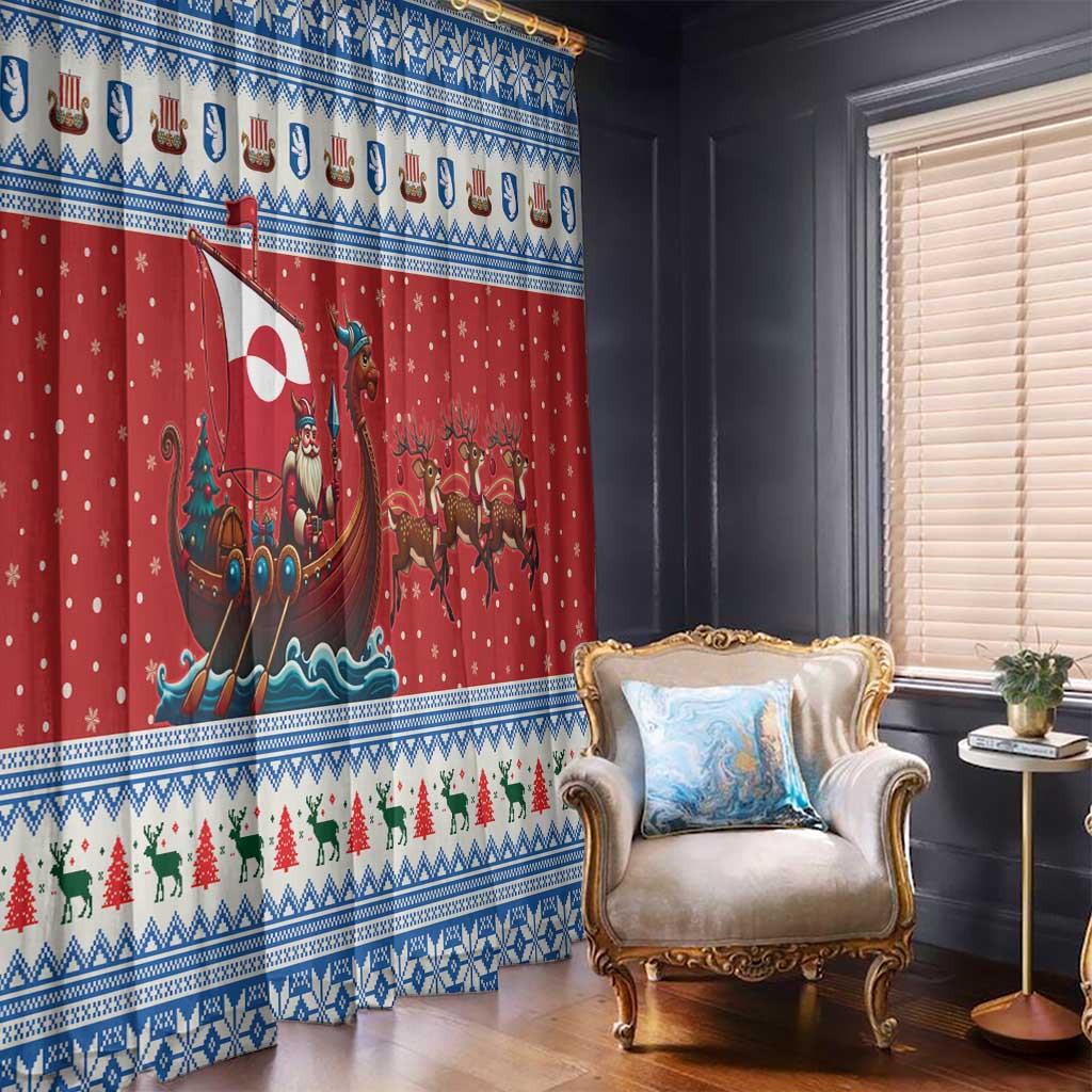 Greenland Viking Santa Christmas Window Curtain Funny Reindeer Norse Xmas - Wonder Print Shop