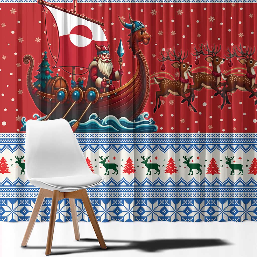 Greenland Viking Santa Christmas Window Curtain Funny Reindeer Norse Xmas - Wonder Print Shop