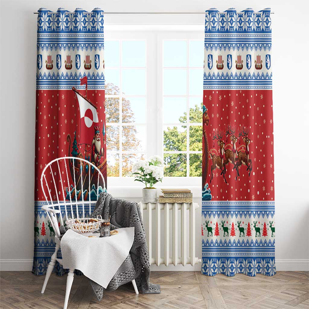Greenland Viking Santa Christmas Window Curtain Funny Reindeer Norse Xmas - Wonder Print Shop