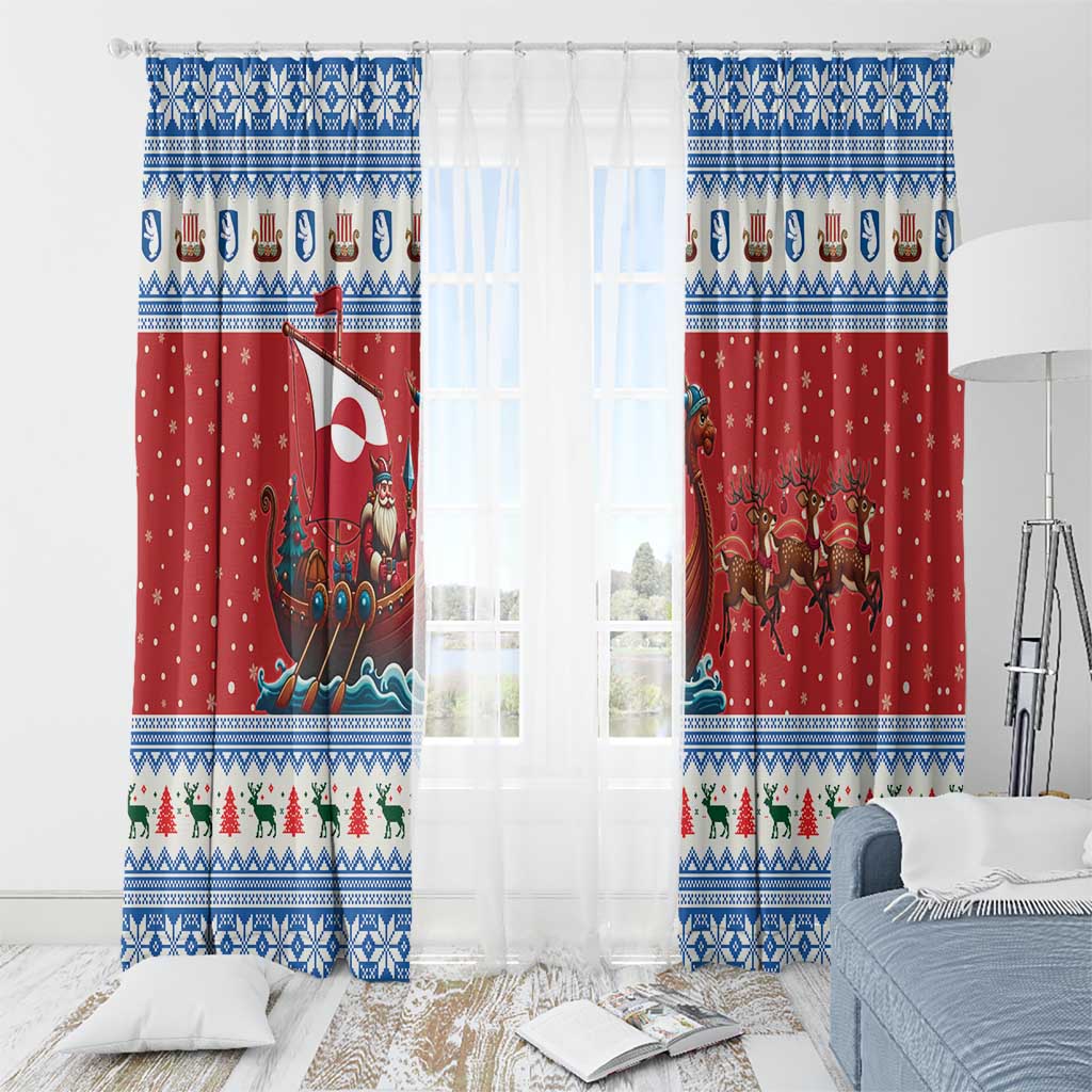 Greenland Viking Santa Christmas Window Curtain Funny Reindeer Norse Xmas - Wonder Print Shop