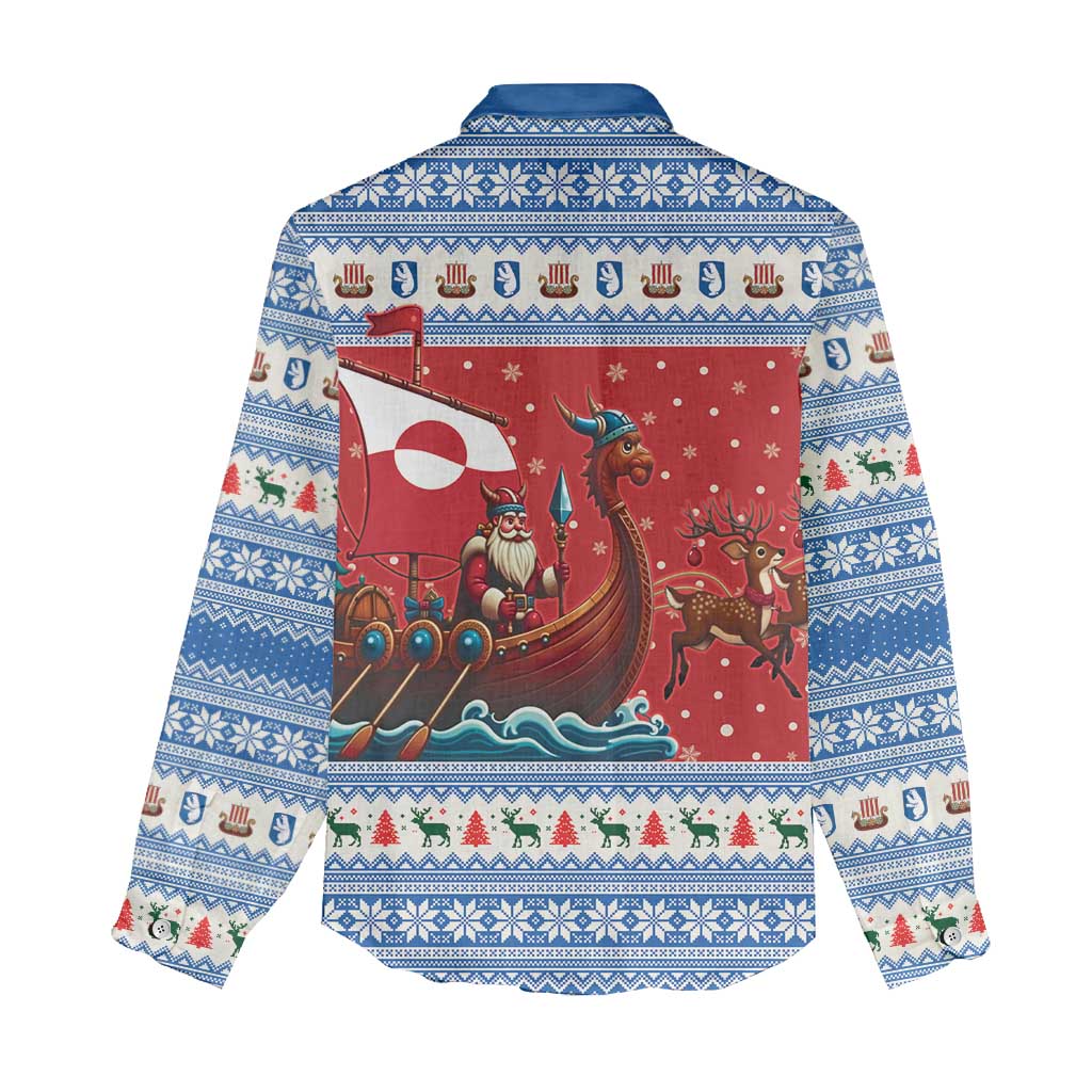 Greenland Viking Santa Christmas Women Casual Shirt Funny Reindeer Norse Xmas - Wonder Print Shop