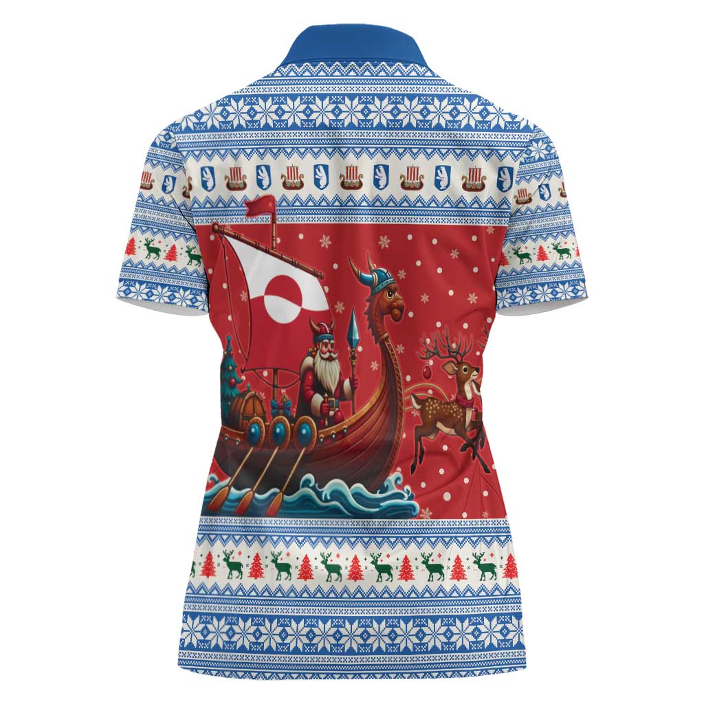 Greenland Viking Santa Christmas Women Polo Shirt Funny Reindeer Norse Xmas - Wonder Print Shop