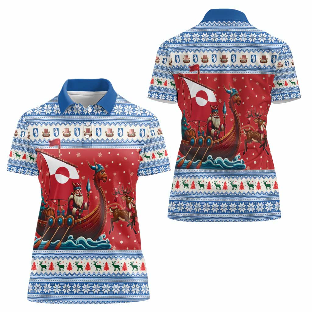 Greenland Viking Santa Christmas Women Polo Shirt Funny Reindeer Norse Xmas - Wonder Print Shop