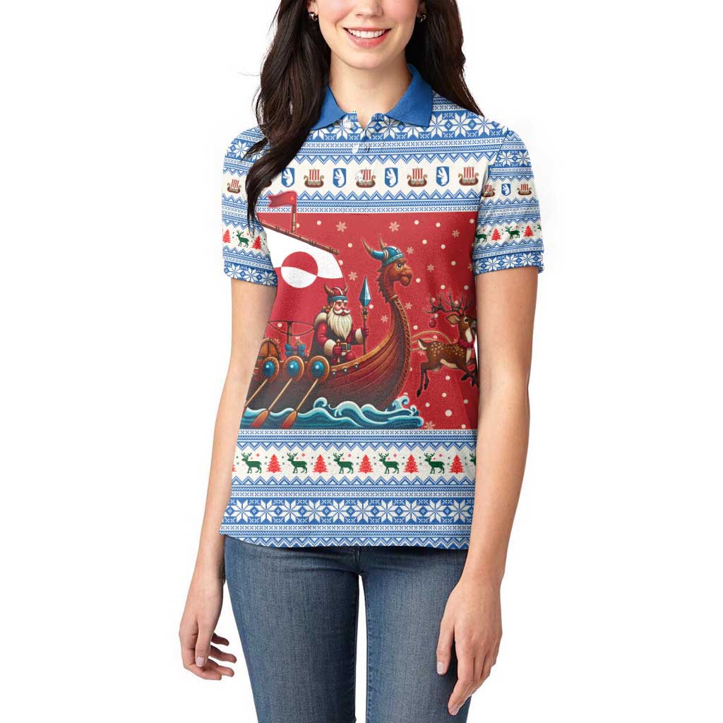 Greenland Viking Santa Christmas Women Polo Shirt Funny Reindeer Norse Xmas - Wonder Print Shop
