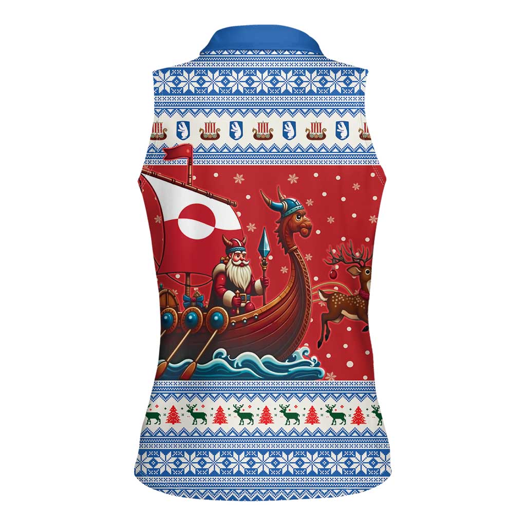 Greenland Viking Santa Christmas Women Sleeveless Polo Shirt Funny Reindeer Norse Xmas - Wonder Print Shop