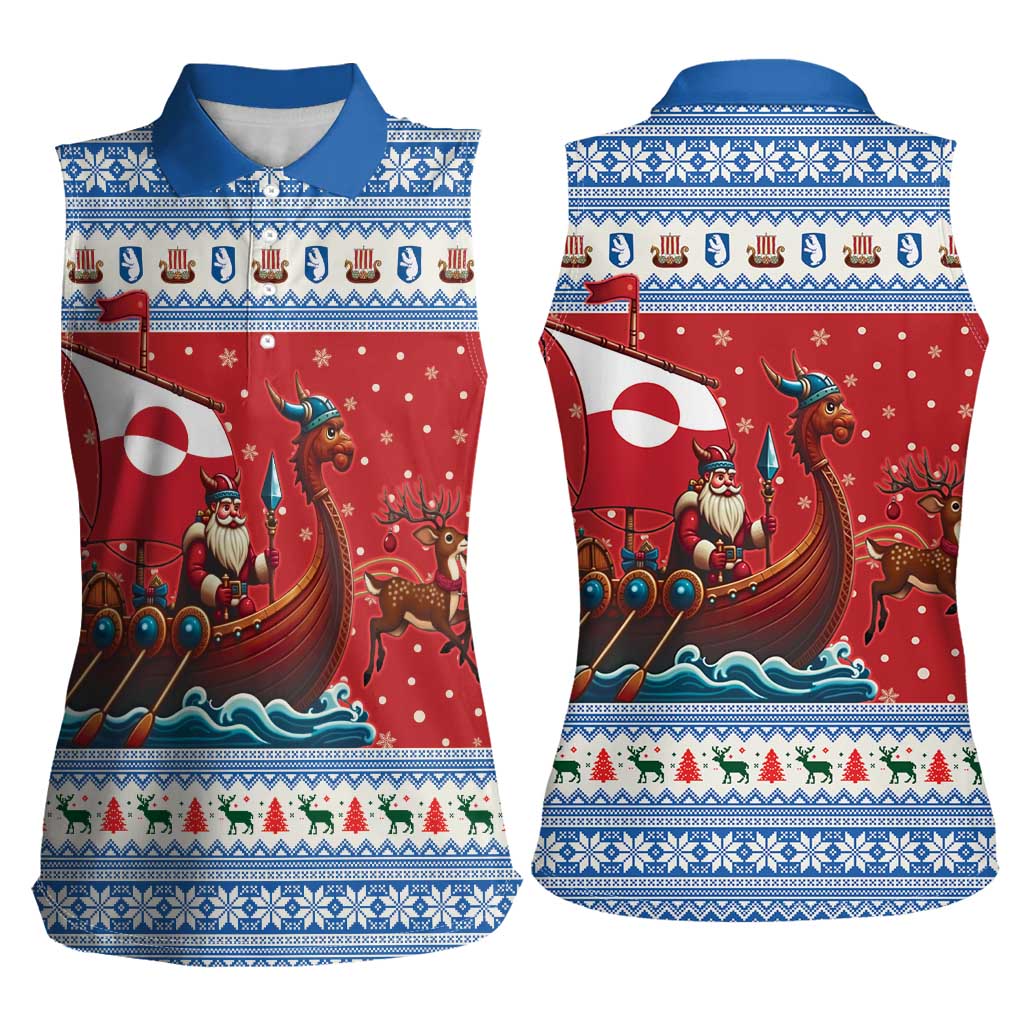 Greenland Viking Santa Christmas Women Sleeveless Polo Shirt Funny Reindeer Norse Xmas - Wonder Print Shop