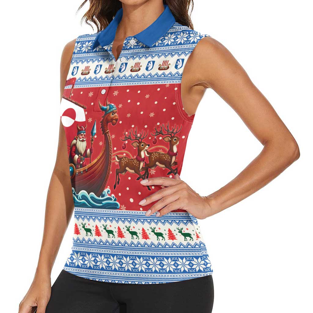 Greenland Viking Santa Christmas Women Sleeveless Polo Shirt Funny Reindeer Norse Xmas - Wonder Print Shop