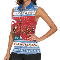 Greenland Viking Santa Christmas Women Sleeveless Polo Shirt Funny Reindeer Norse Xmas - Wonder Print Shop