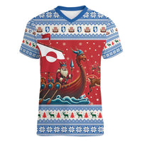 Greenland Viking Santa Christmas Women V-Neck T-Shirt Funny Reindeer Norse Xmas - Wonder Print Shop