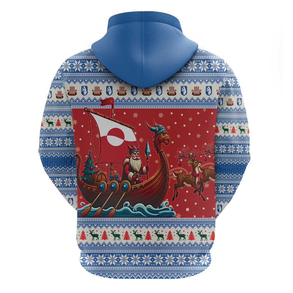 Greenland Viking Santa Christmas Zip Hoodie Funny Reindeer Norse Xmas - Wonder Print Shop