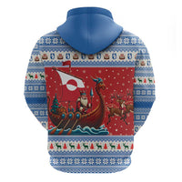 Greenland Viking Santa Christmas Zip Hoodie Funny Reindeer Norse Xmas - Wonder Print Shop